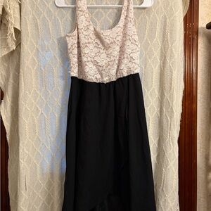 Lily Rose Black and Cream Lace High Low Dress